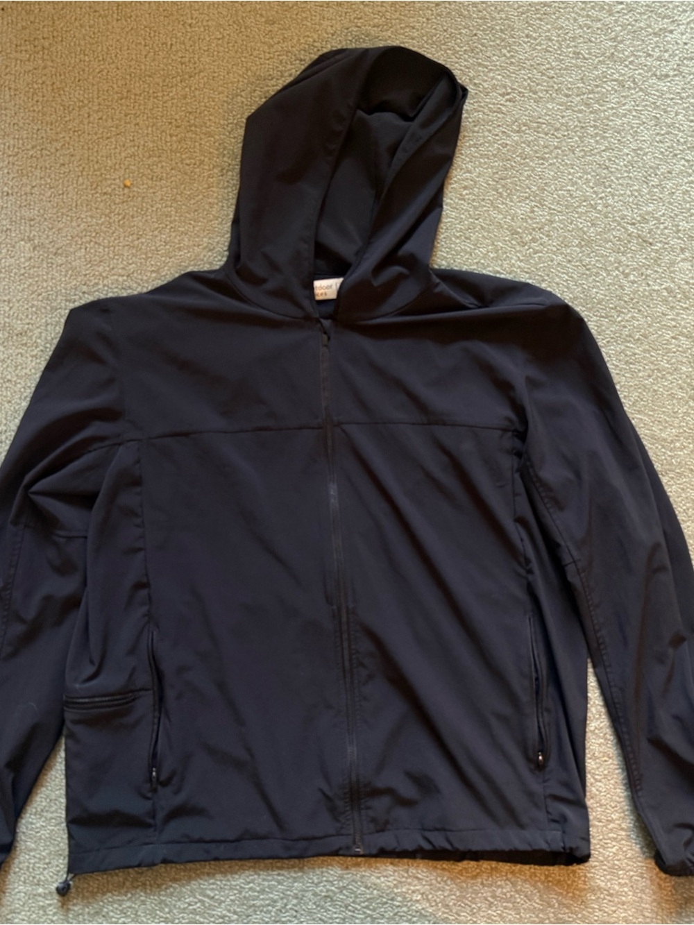 Outdoor Voices Black  Hooded Zip Windbreaker Jacket